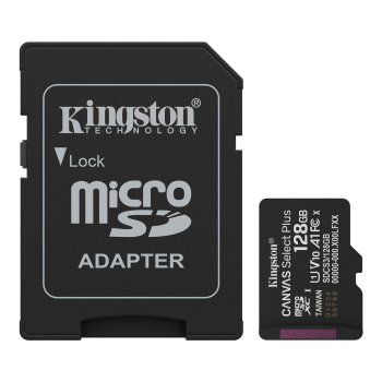 MicroSD Card 128GB Kingston Canvas Select Plus 150MB/s A1 + Adapter, black