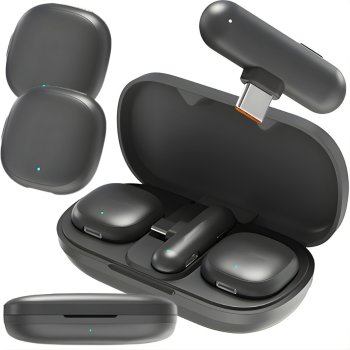 Dual Wireless Lavalier Microphone Set USB-C for Phone and PC