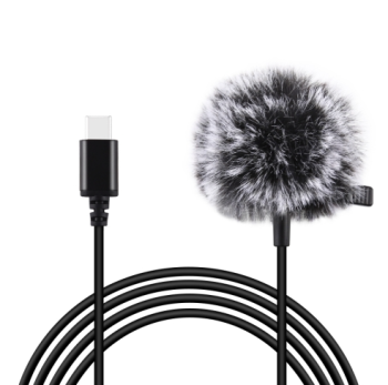Puluz Jack USB Type-C Lavalier Wired Condenser Recording Microphone, 1.5m