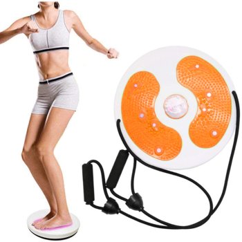 Waist Twisting Disc with Resistance Bands and Foot Massager, Orange