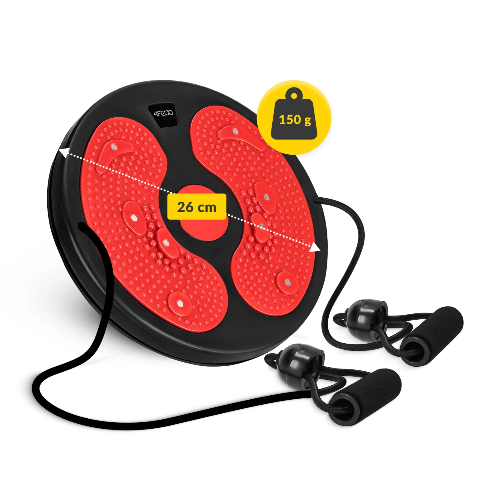 4FIZJO Twist Board with Resistance Bands for Core Workouts, Black, Red (0)