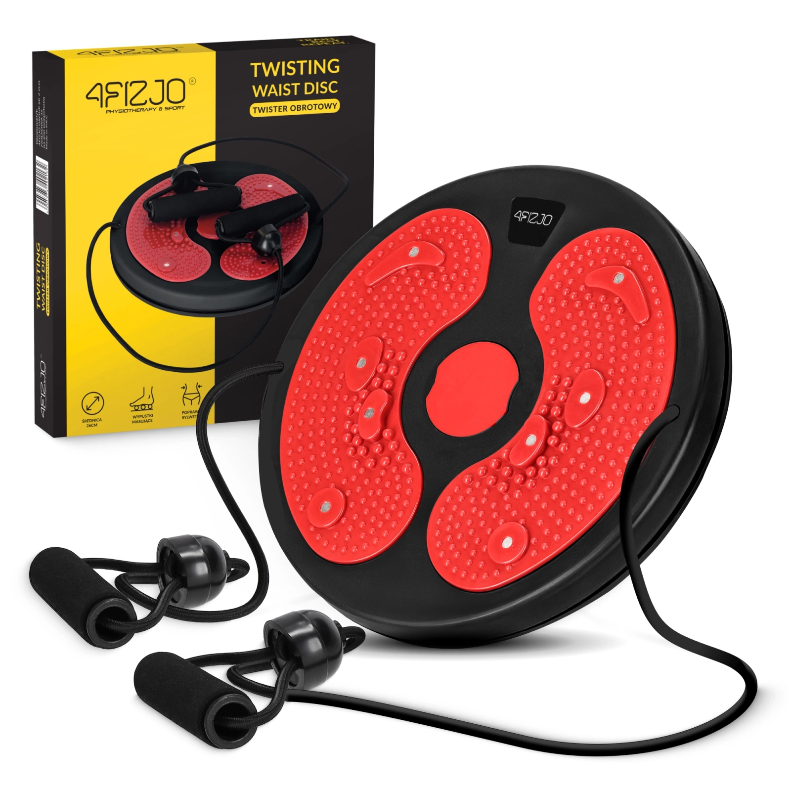 4FIZJO Twist Board with Resistance Bands for Core Workouts, Black, Red (3)