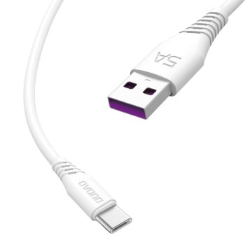 Dudao USB / USB Type C Fast Charging Data Cable 6A 1m, White