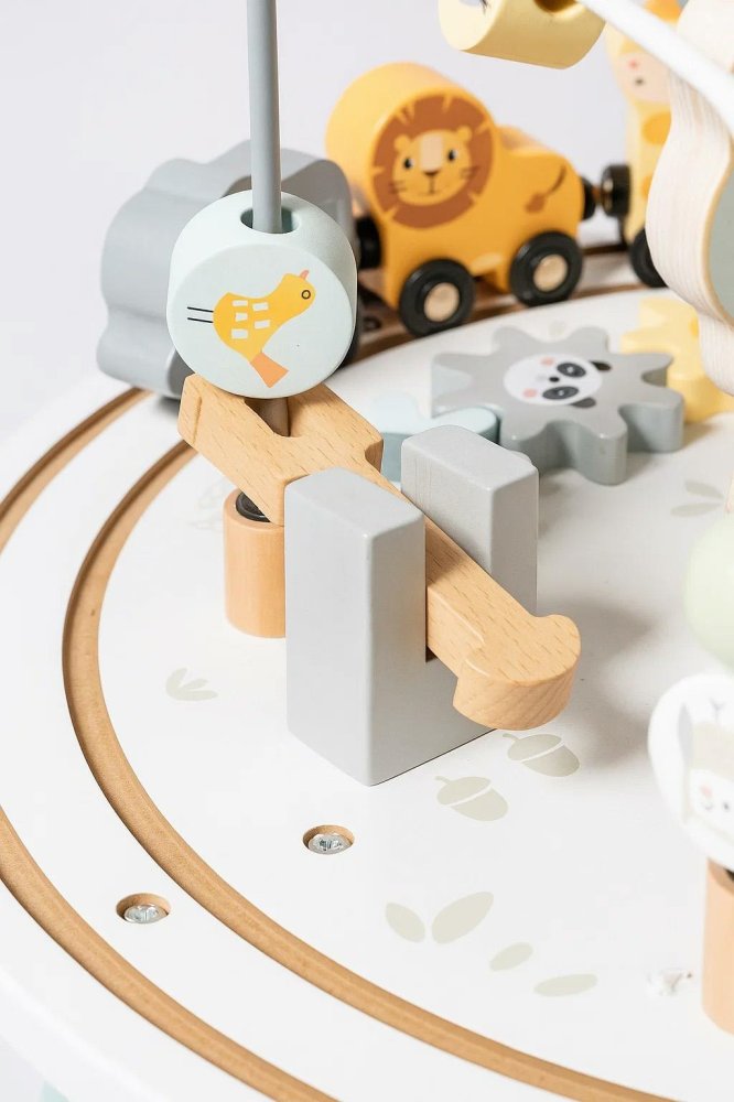 Wooden Activity Table with Train Set and Bead Maze for Toddlers (1)