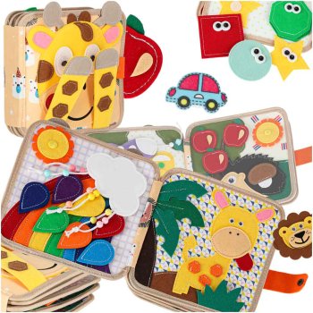 Felt Sensory Quiet Book for Toddlers Giraffe Activity Toy