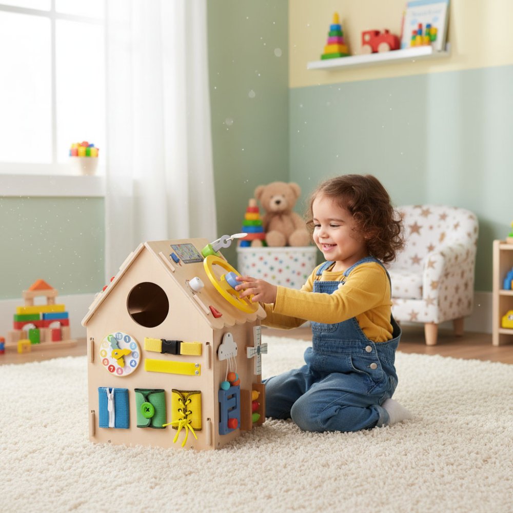 XXL Wooden Activity House for Kids, 30-in-1 Educational Busy Board (0)