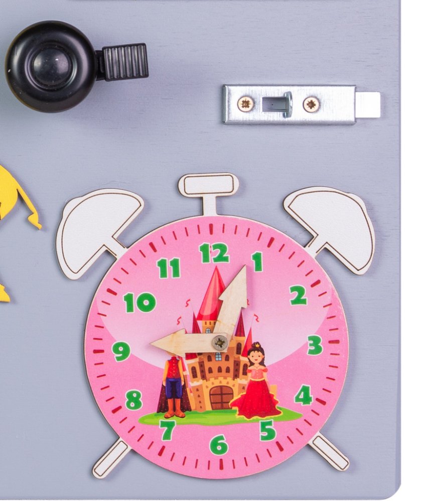 Educational Toy Wooden Manipulation Sensory Busy Board with Clock, 50x37.5cm (3)