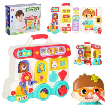 Montessori Busy Board Bus for Toddlers with Lights and Sounds