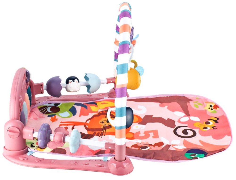 Educational Interactive Baby Play Mat with Piano and Rattles, Pink (1)