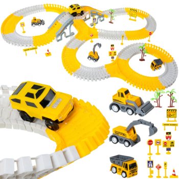 Flexible Construction Car Track Playset with Vehicles 255 pcs 26539