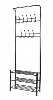 Floor Rack Clothes Hanger Stand Rack with Shoe Shelves