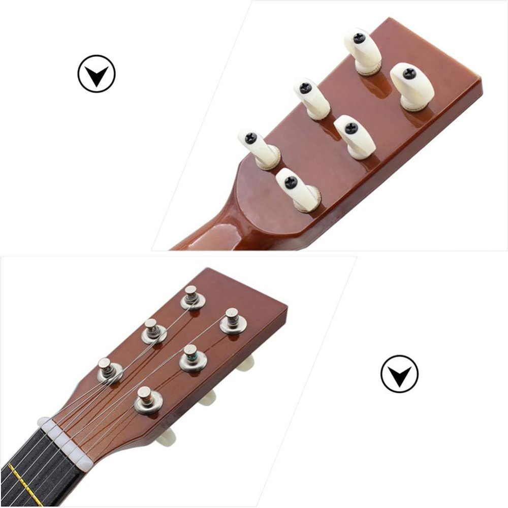 Kids' 6-String Wooden Acoustic Guitar, 60 cm, Coffee (2)