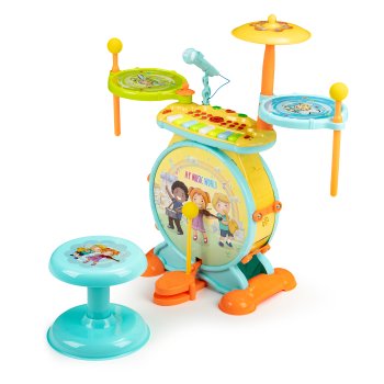 Kids 2-in-1 Drum Kit & Keyboard Piano Set with Microphone & MP3 Input