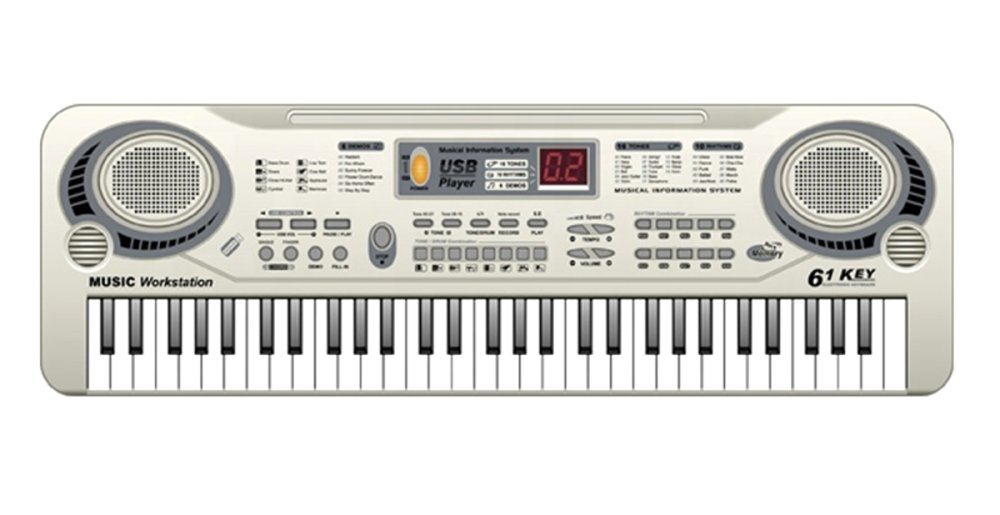 Children's Piano Synthesizer Keyboard with Microphone, 61 keys, grey (0)