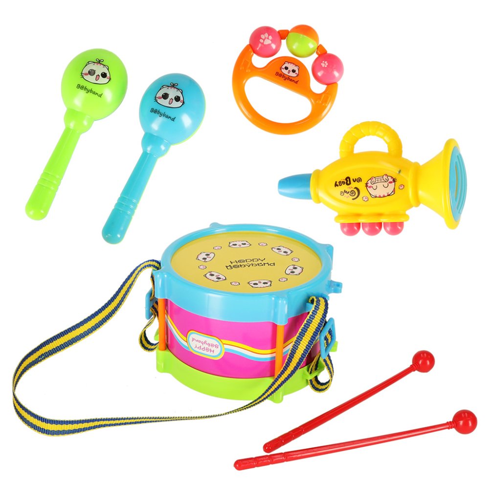 Kids Toddler Music Musical Instruments Rattles Set, Drum (5)