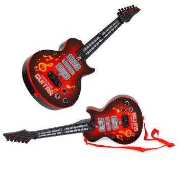 Kids Electric Toy Guitar with Lights and Sounds, Red