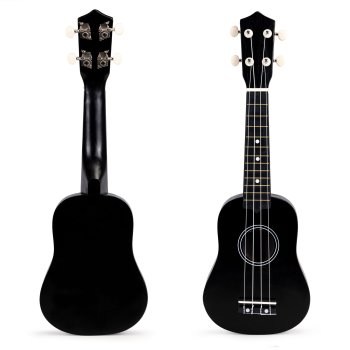 ECOTOYS Wooden Ukulele for Kids, 4-String Guitar Toy, Black