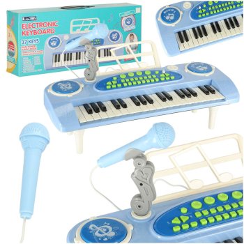 Kids Interactive Keyboard Piano with Microphone and Stand, 37 Keys, Blue