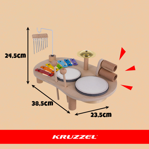 Kruzzel 26903 Wooden Musical Activity Table for Toddlers with Instruments (0)