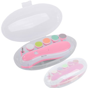 Electric nail trimmer for babies, children and adults with case, pink