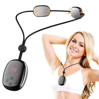 EMS Neck Massager with Heat, 5 Massage Modes, USB Rechargeable, Black