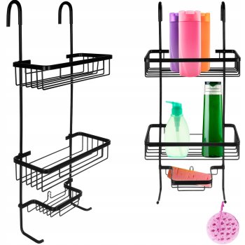 Hanging Shower Shelf Over The Shower Door Bath Caddy Shampoo Holder Storage Organizer, Black