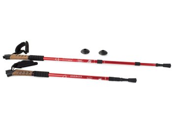 Telescopic Nordic Walking Poles 2pcs, Red