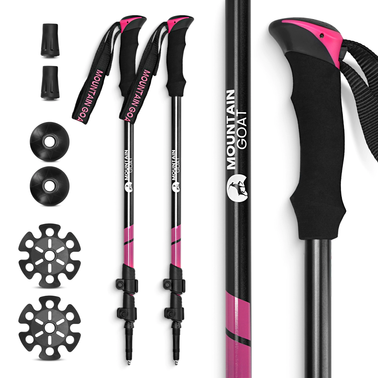 PEAK+ MOUNTAIN GOAT Adjustable Trekking & Nordic Walking Poles, Pink