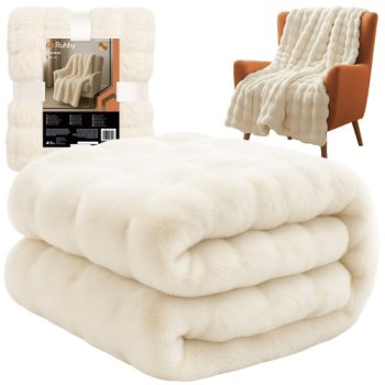 Cozy Faux Fur Throw Blanket 160x100 cm Ruhhy 26493 for Couch, white