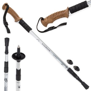 Lightweight Nordic walking trekking pole with cork handle 1 Pcs, silver