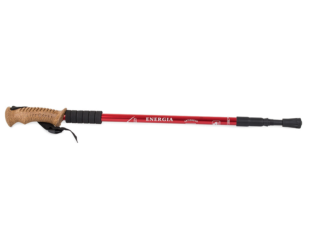 Lightweight Nordic walking trekking pole with cork grip, red, 1 Pcs (0)