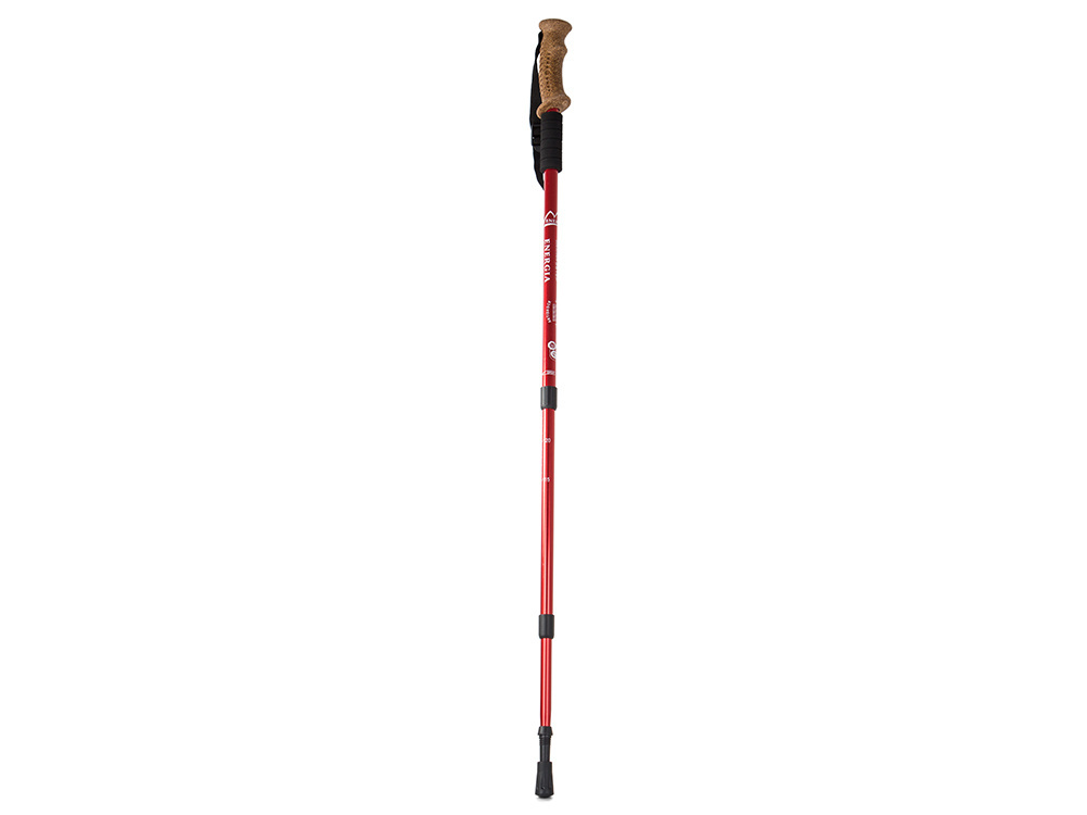Lightweight Nordic walking trekking pole with cork grip, red, 1 Pcs (1)