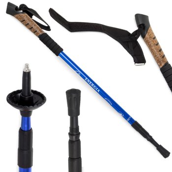 Nordic walking pole with cork handle 1Pcs, blue