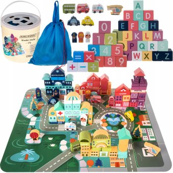 Wooden Blocks - City, Set of 100 Pcs. Kruzzel 19159
