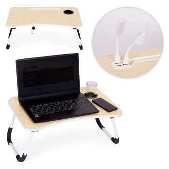 ModernHome Folding Laptop Desk 60×40 cm with USB Light and Fan