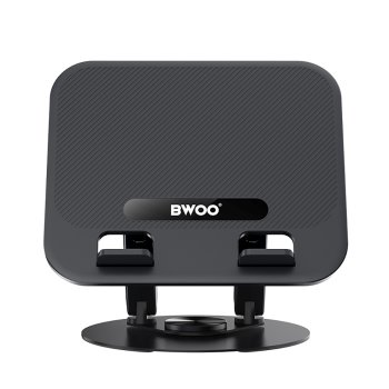 BWOO Rotating Aluminum Tablet Stand and Laptop Holder for Desk, Black
