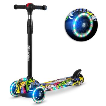 Ricokids Piko 3-Wheel Scooter - Black with Colorful Patterns for Kids
