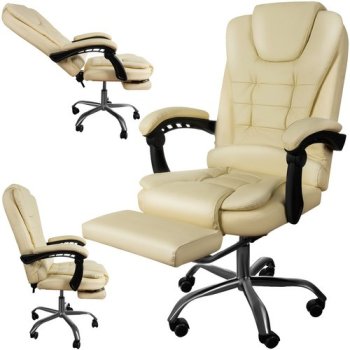 Ergonomic Office Chair with Reclining Function and Footrest Malatec 23287, Beige