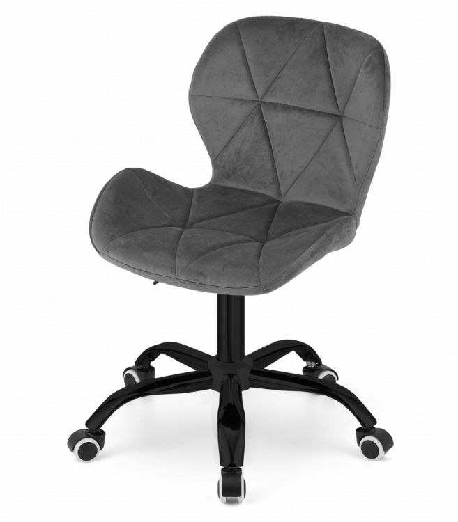 Noto Swivel Office Desk Chair with Wide Back, Velvet, Dark Grey (2)