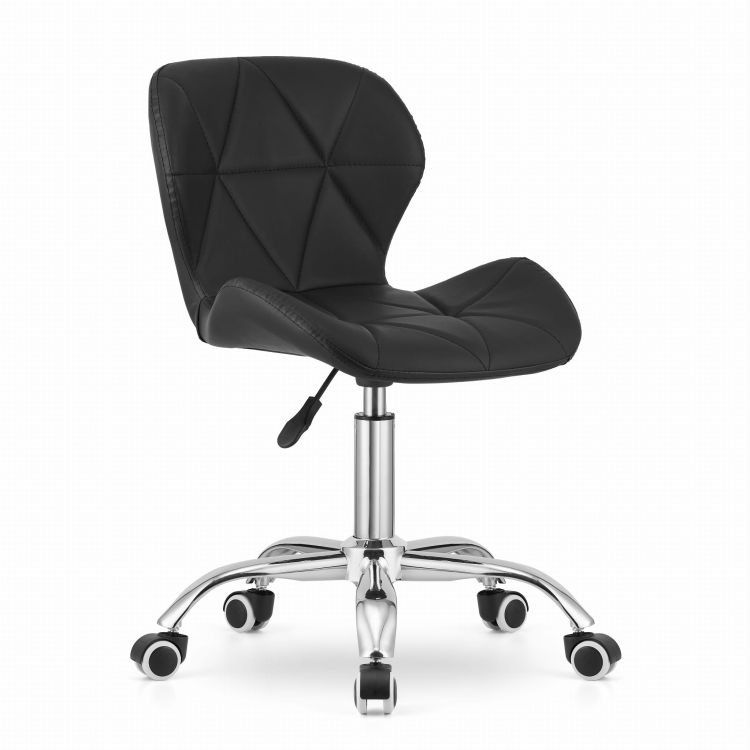 Swivel Office Desk Chair with Wide Backrest, Faux Leather, Black