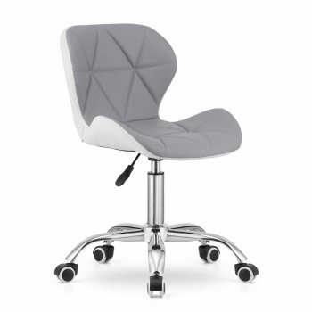 Avola Swivel Office Desk Chair in Faux Leather, Grey and White