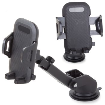 Adjustable Car Phone Holder for Windshield with Suction Cup, Black