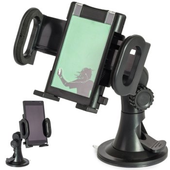 Adjustable Car Phone Holder for Windshield with Suction Cup, Black