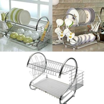 Double Metal Dish Dryer Rack Shelf