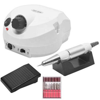 Manicure & Pedicure Nail Drill 65 W, With Foot Pedal & 6 Diamond Bits
