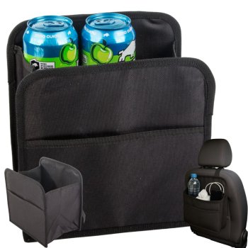 Backseat Car Organizer with Phone Pocket for Tidy Storage, Black