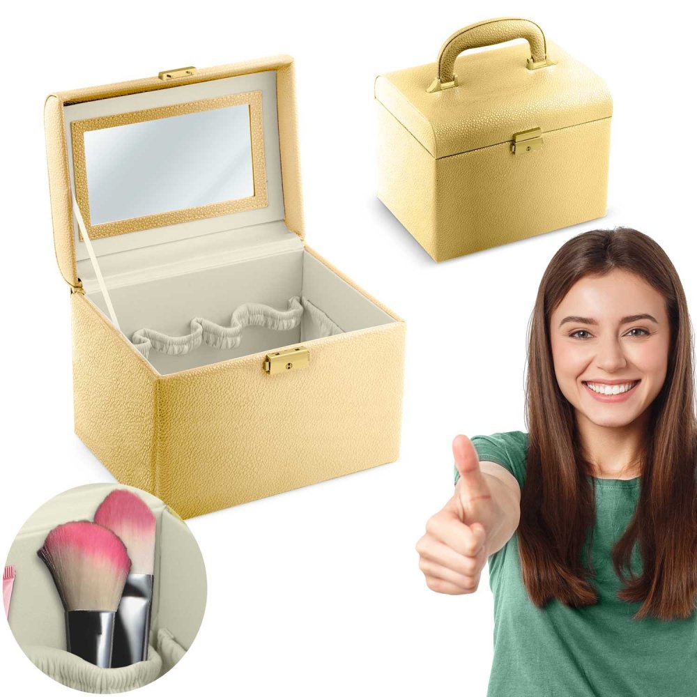 Massido MS-706 Makeup Organiser Case with Lock, Gold (1)