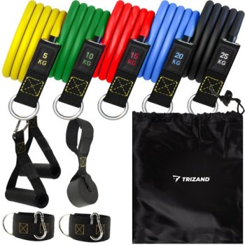 TRIZAND Exercise Resistance Bands with Handles Set of 5 Elastic Fitness Rubber Bands