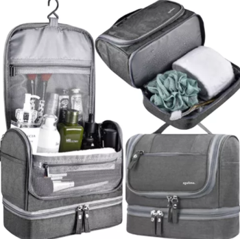 Soulima Travel Folding Cosmetic Bag, Hanging Toiletry Bag, Gray