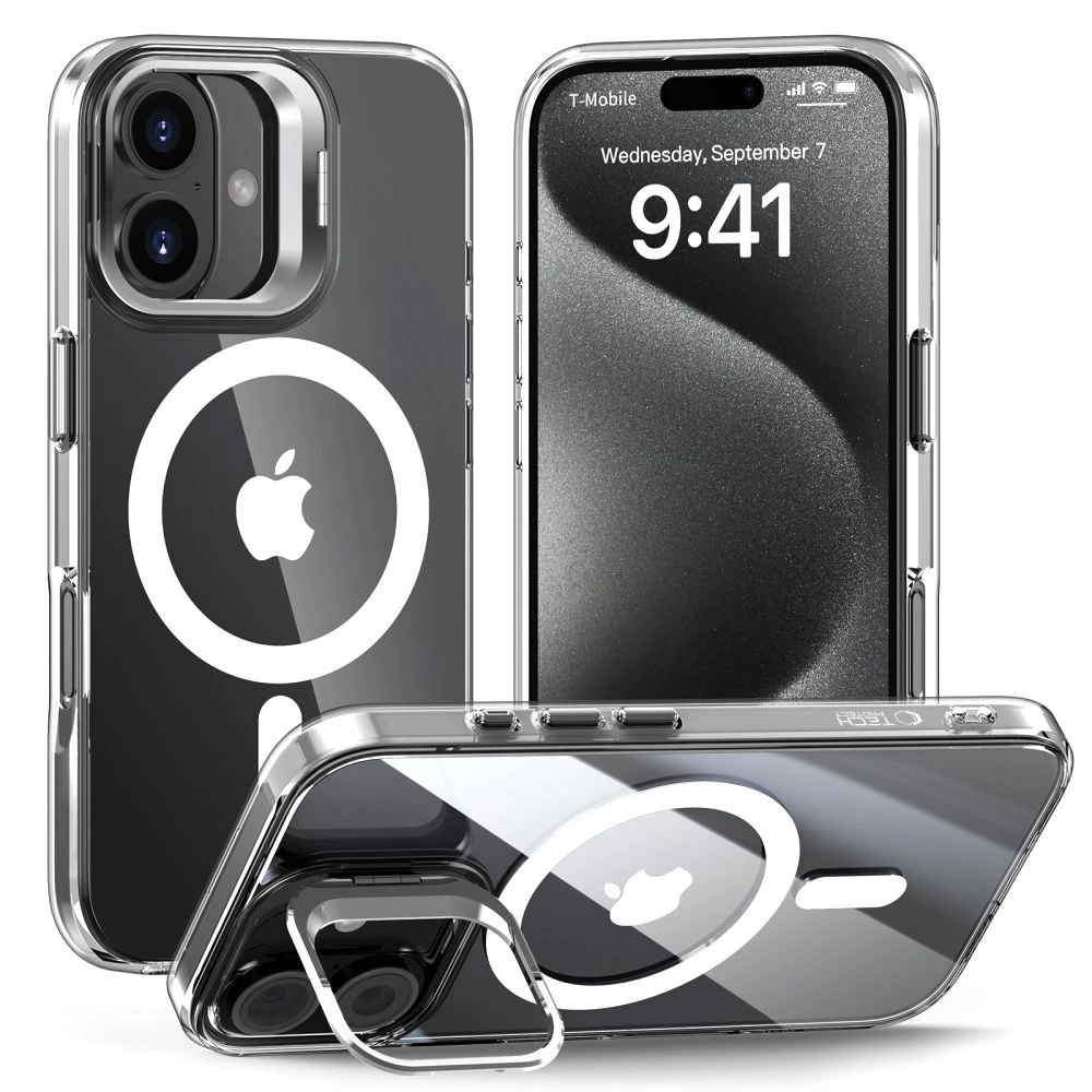 Apple iPhone 16 6.1'' Tech-Protect MagStand MagSafe Case Cover, Clear